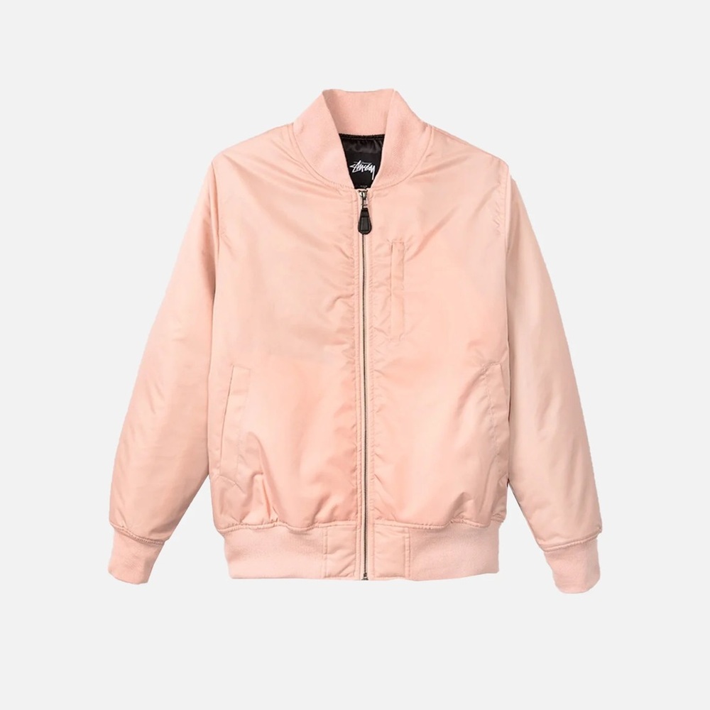 Peach Stussy Flight Satin bomber jacket